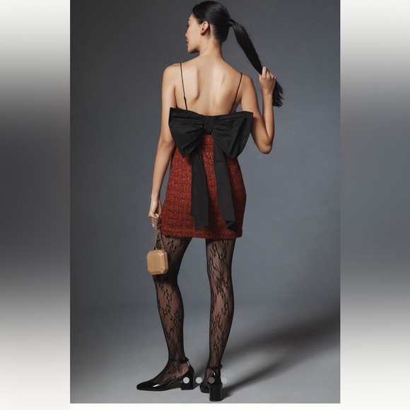 NWT size XL Anthro Square Neck Mini Dress with gorgeous Bow - Picture 4 of 16